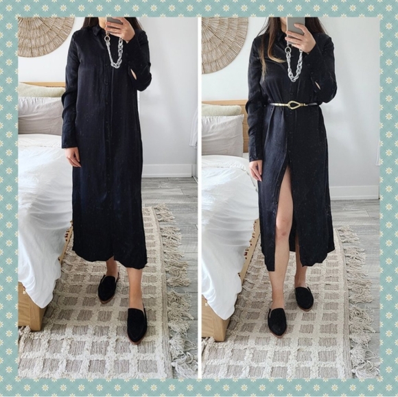 Primark Black Satin Shirt Dress - Picture 1 of 4